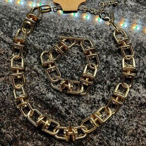 WHBM Link & Bolt Necklace & Bracelet Set